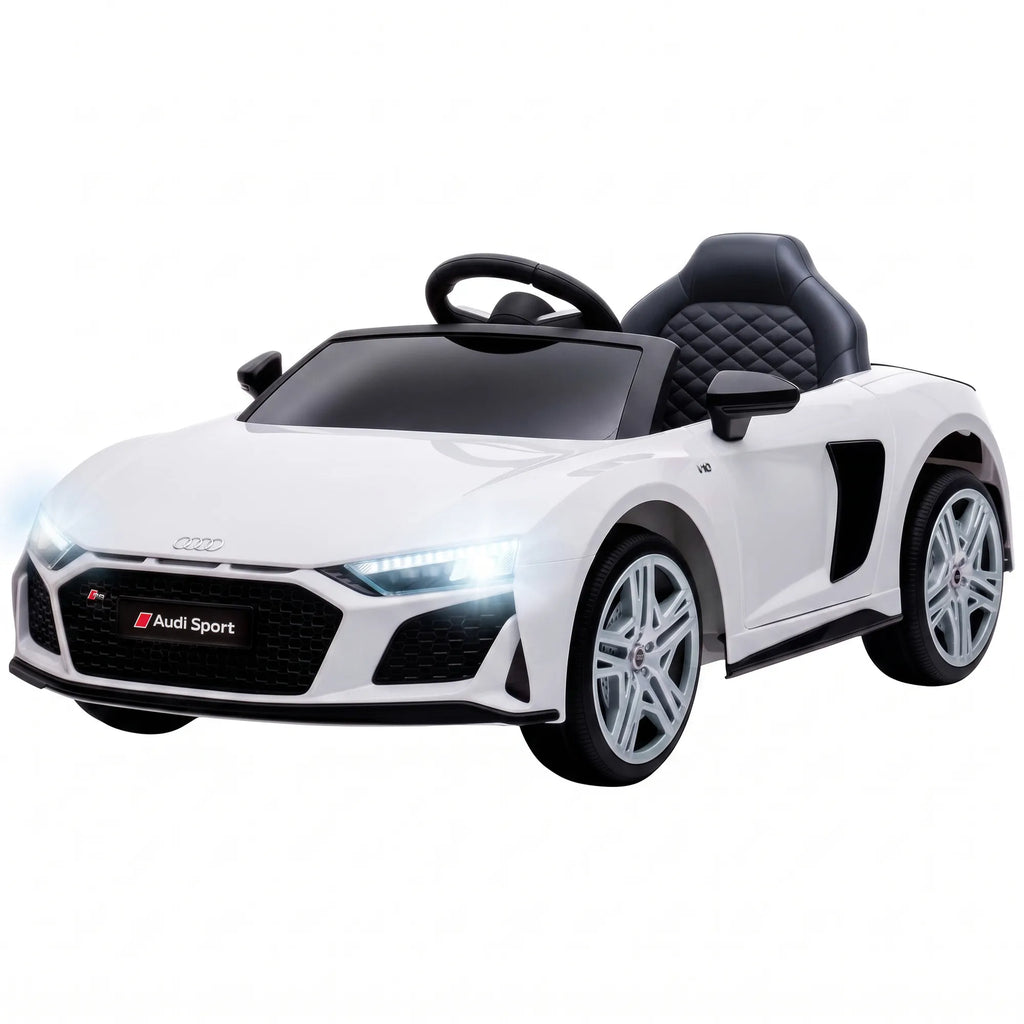 Vaikiškas elektromobilis Audi R8 Spyder, 10,8 V, su nuotolinio valdymo pulteliu, baltas