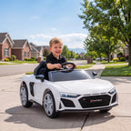 Vaikiškas elektromobilis Audi R8 Spyder, 10,8 V, su nuotolinio valdymo pulteliu, baltas