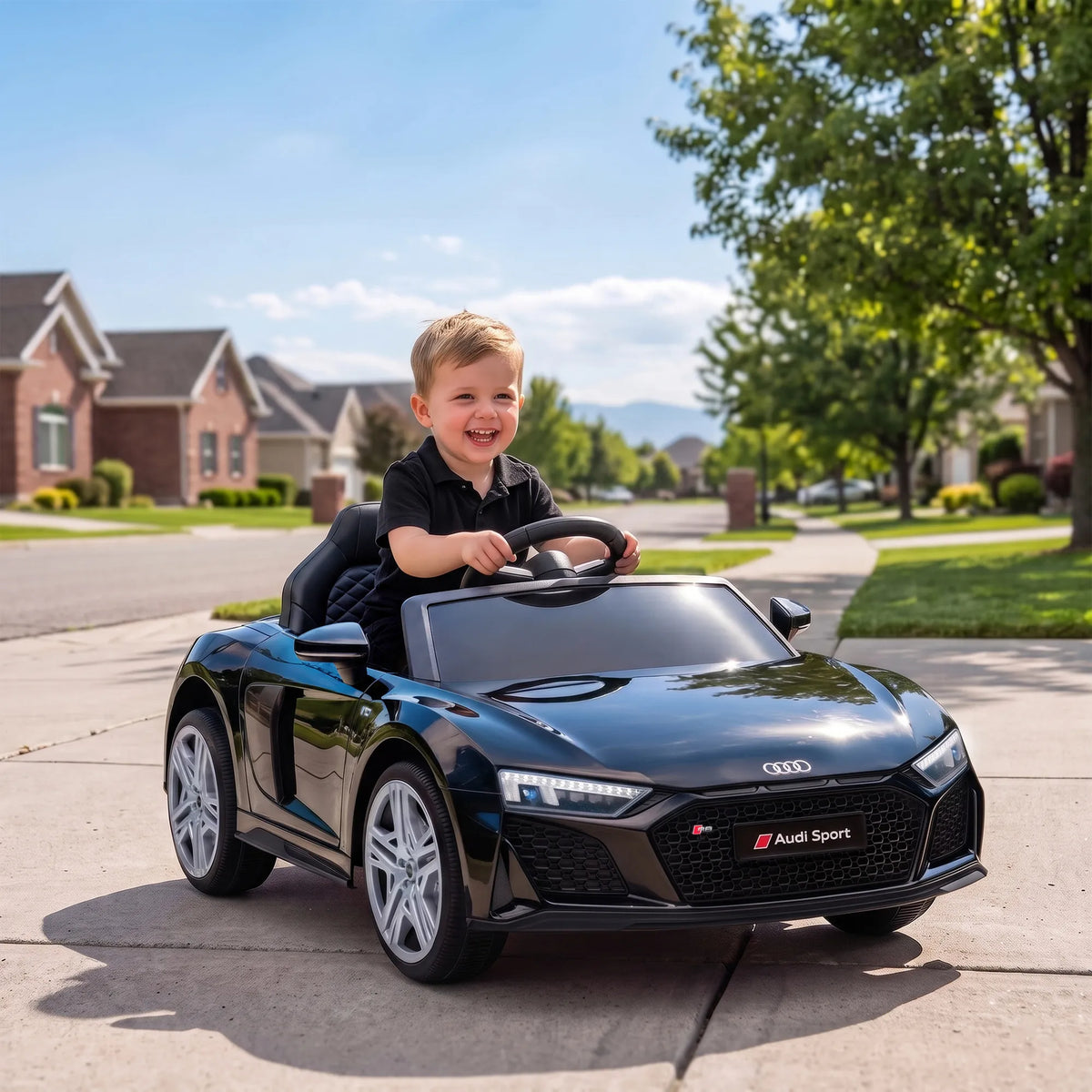 Vaikiškas elektromobilis Audi R8 Spyder su nuotolinio valdymo pulteliu, nuo 3 metų, juodas