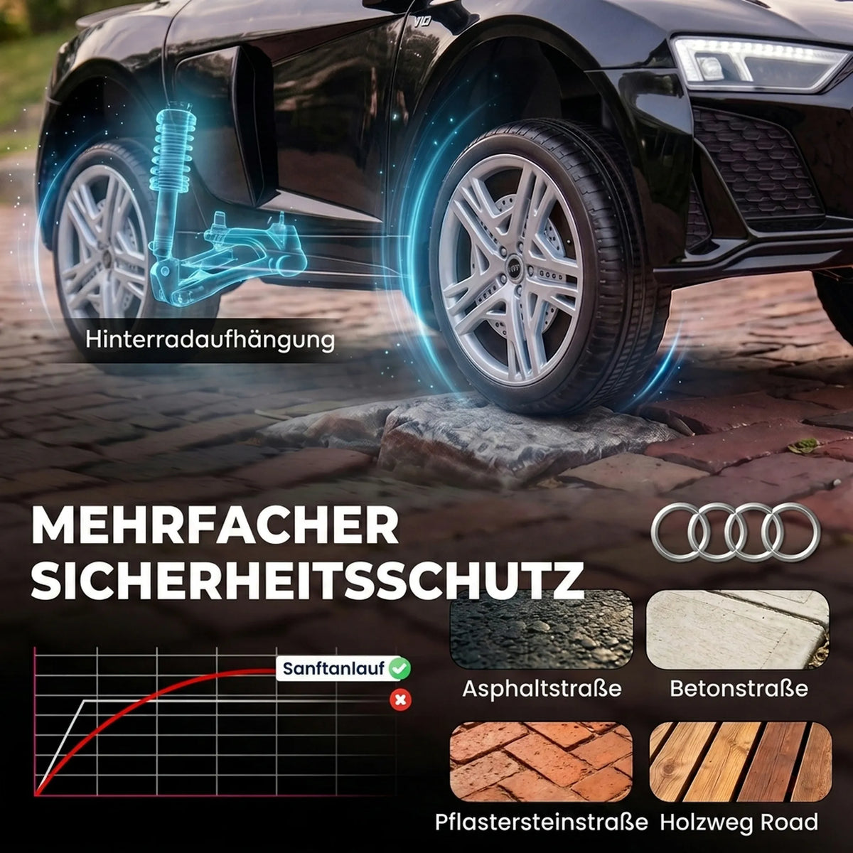Vaikiškas elektromobilis Audi R8 Spyder su nuotolinio valdymo pulteliu, nuo 3 metų, juodas