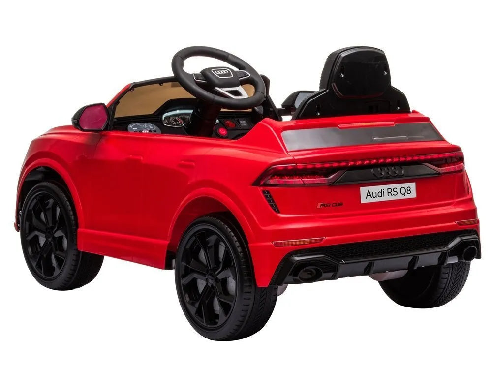 Vaikiškas elektromobilis Audi RS Q8, 12 V, su odine sėdyne ir EVA ratais, raudonas