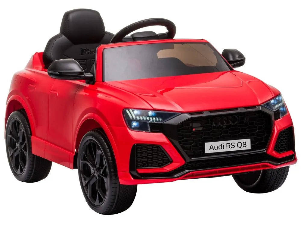 Vaikiškas elektromobilis Audi RS Q8, 12 V, su odine sėdyne ir EVA ratais, raudonas