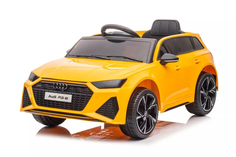 Vaikiškas elektromobilis Audi RS6, 12 V, su nuotolinio valdymo pultu, geltonas
