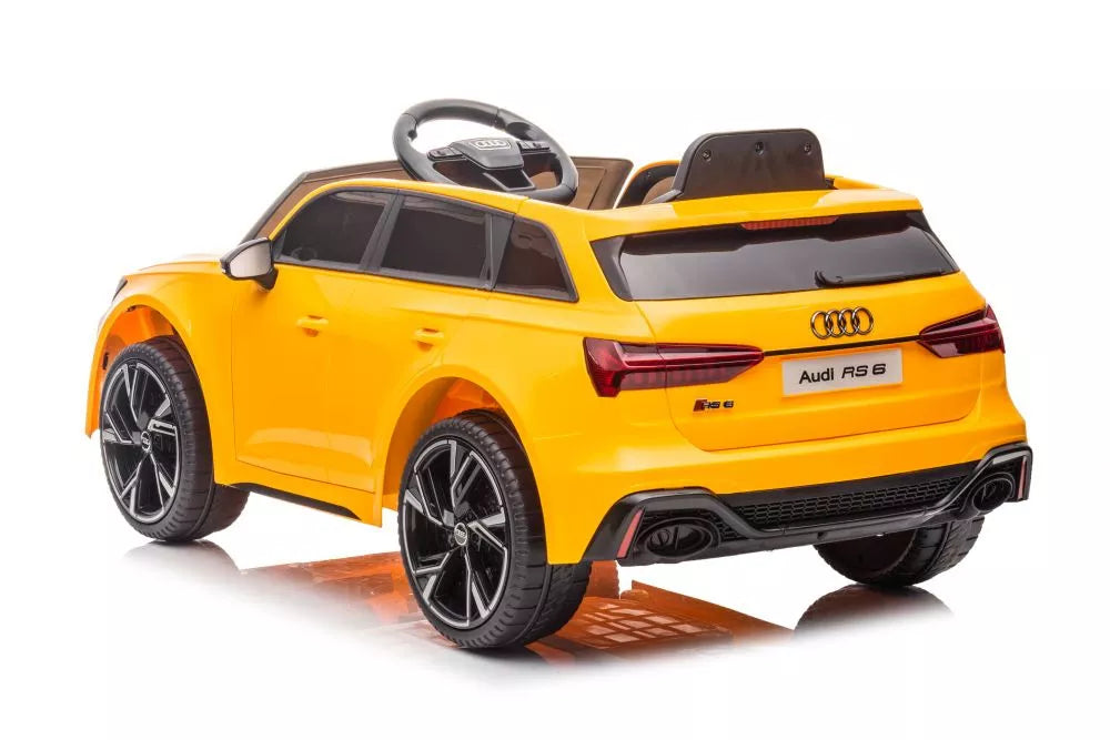 Vaikiškas elektromobilis Audi RS6, 12 V, su nuotolinio valdymo pultu, geltonas