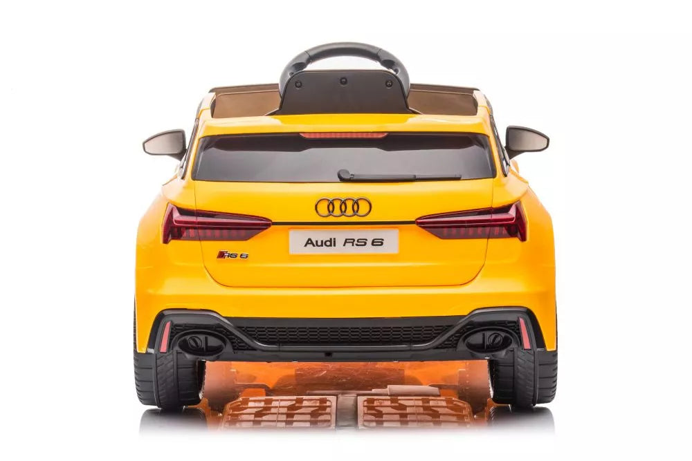 Vaikiškas elektromobilis Audi RS6, 12 V, su nuotolinio valdymo pultu, geltonas