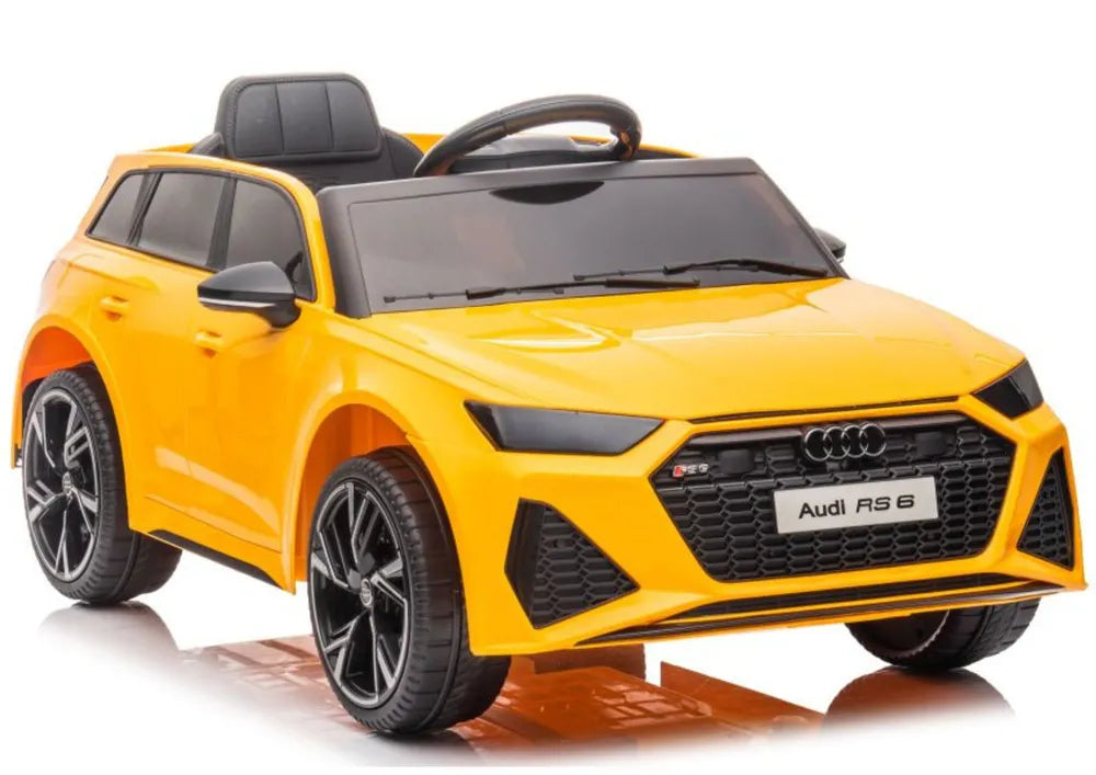 Vaikiškas elektromobilis Audi RS6, 12 V, su nuotolinio valdymo pultu, geltonas