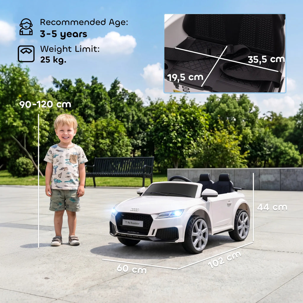 Vaikiškas elektromobilis Audi TT RS 3-5 metų vaikams, baltas