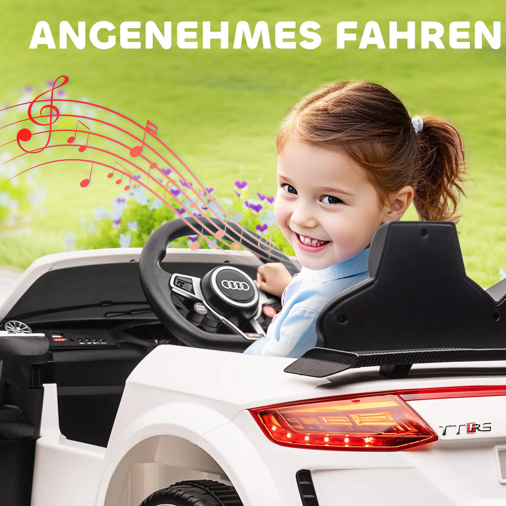 Vaikiškas elektromobilis Audi TT RS 3-5 metų vaikams, baltas
