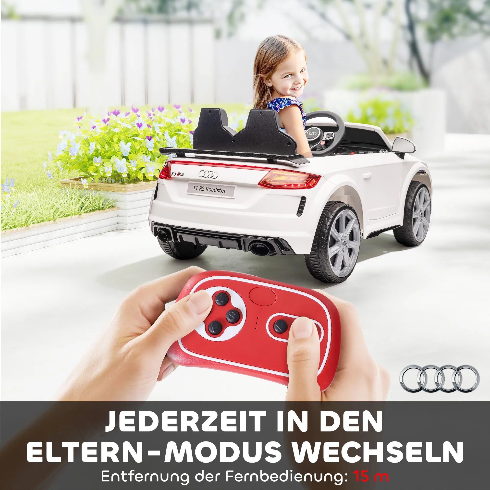 Vaikiškas elektromobilis Audi TT RS 3-5 metų vaikams, baltas