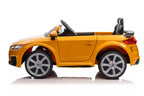 Vaikiškas elektromobilis Audi TT RS Roadster, 12 V, 2x45W, su saugos diržais ir atidaromomis durimis, geltonas