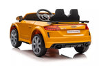 Vaikiškas elektromobilis Audi TT RS Roadster, 12 V, 2x45W, su saugos diržais ir atidaromomis durimis, geltonas