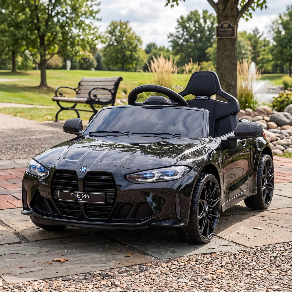 Vaikiškas elektromobilis BMW M4 su nuotolinio valdymo pulteliu, 3–5 metų vaikams, juodas
