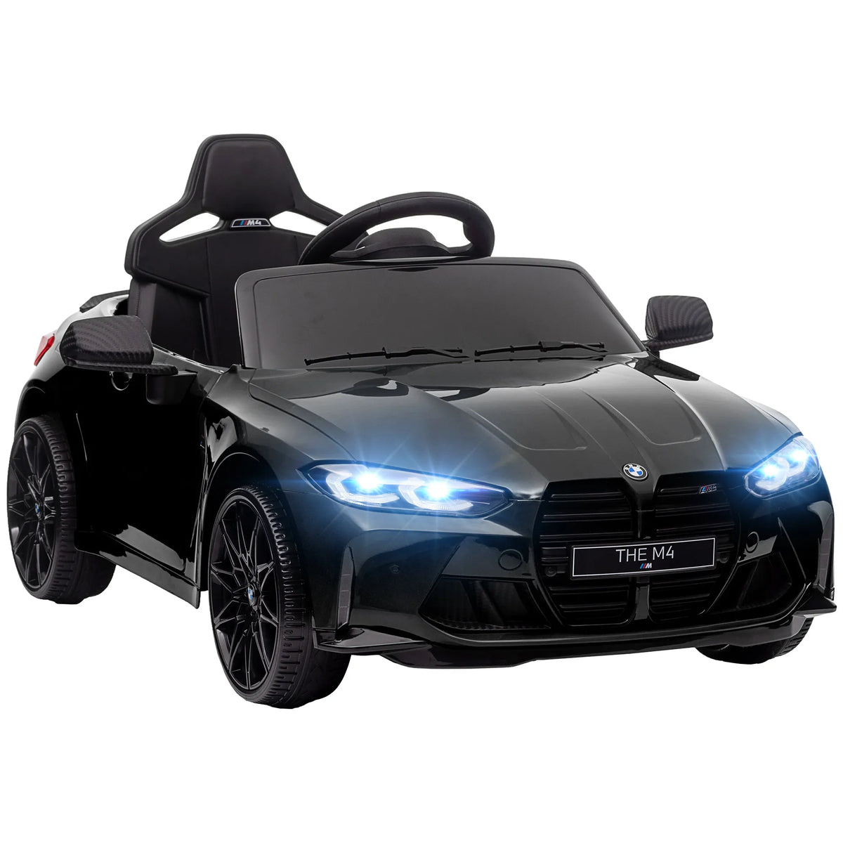 Vaikiškas elektromobilis BMW M4 su nuotolinio valdymo pulteliu, 3–5 metų vaikams, juodas
