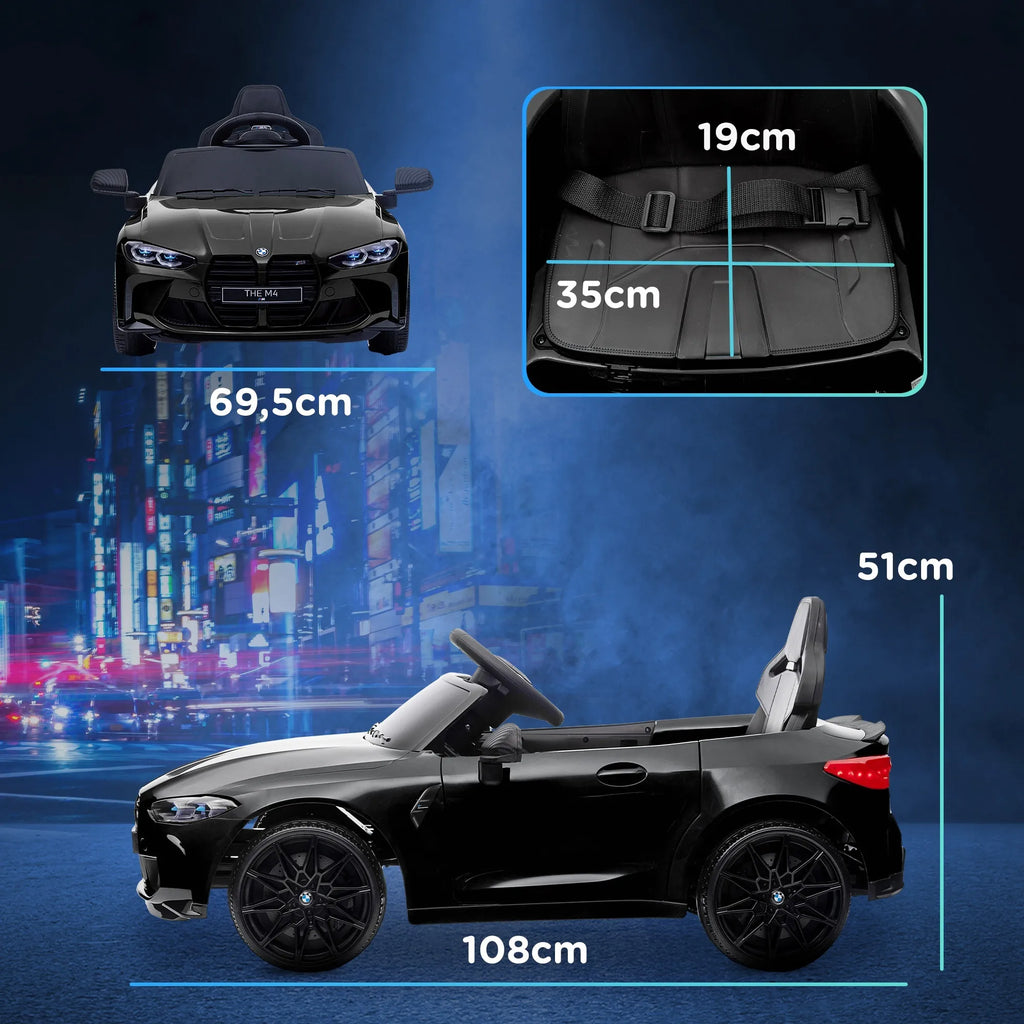 Vaikiškas elektromobilis BMW M4 su nuotolinio valdymo pulteliu, 3–5 metų vaikams, juodas