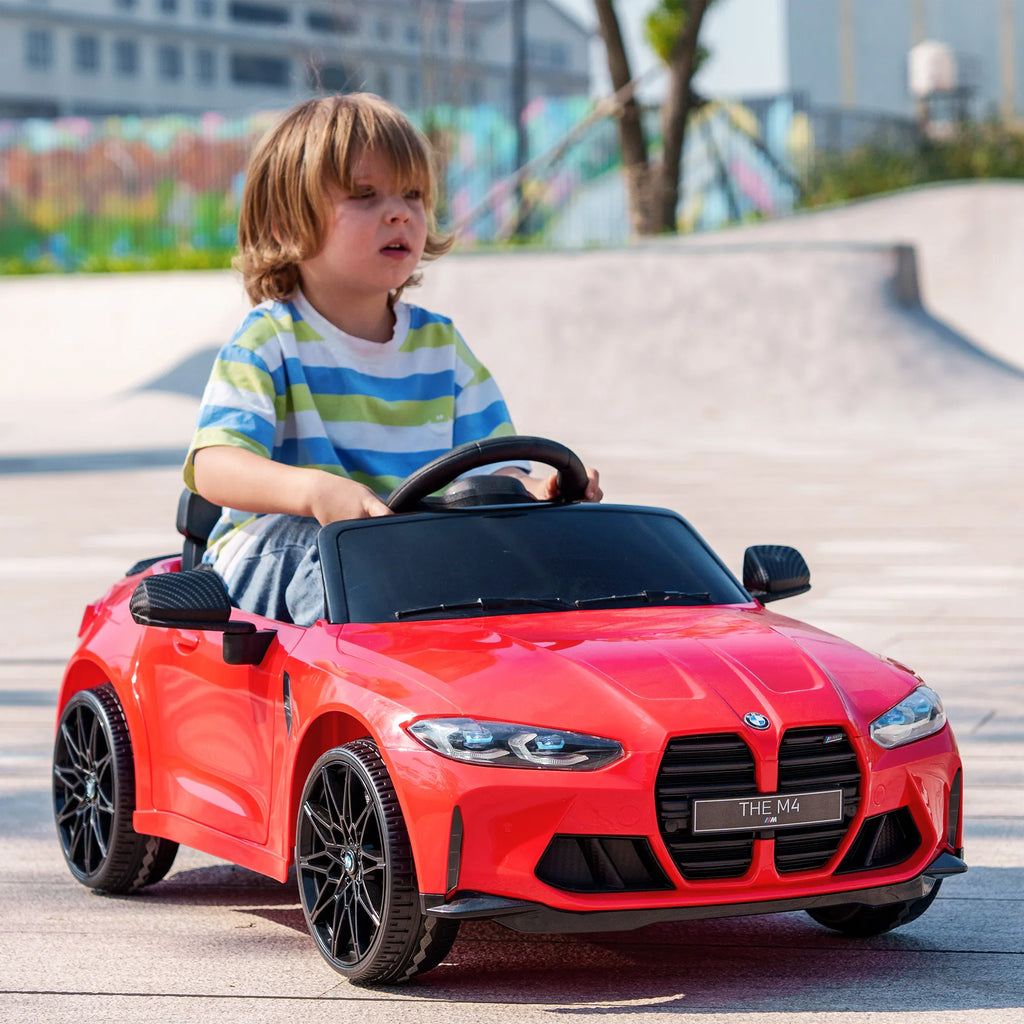 Vaikiškas elektromobilis BMW M4 su nuotolinio valdymo pulteliu, 3-5 metų vaikams, raudonas