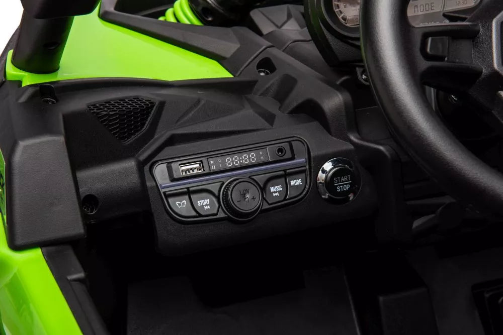 Vaikiškas elektromobilis Can-Am Maverick, 24 V, 4x200 W, nuotolinio valdymo pultas, žalias