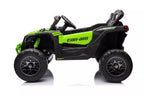 Vaikiškas elektromobilis Can-Am Maverick, 24 V, 4x200 W, nuotolinio valdymo pultas, žalias