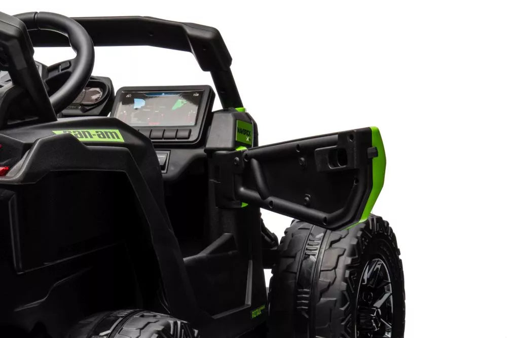 Vaikiškas elektromobilis Can-Am Maverick, 24 V, 4x200 W, nuotolinio valdymo pultas, žalias