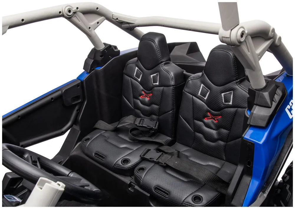 Vaikiškas elektromobilis Can-Am Maverick, 24 V, 4x200W, su nuotolinio valdymo pultu, mėlynas-pilkas
