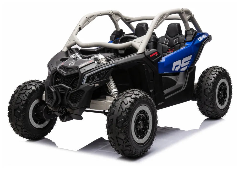 Vaikiškas elektromobilis Can-Am Maverick, 24 V, 4x200W, su nuotolinio valdymo pultu, mėlynas-pilkas