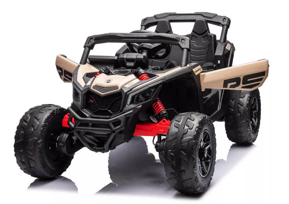 Vaikiškas elektromobilis Can-Am Maverick RS, 12V, 2x45W, su nuotolinio valdymo pulteliu, chaki