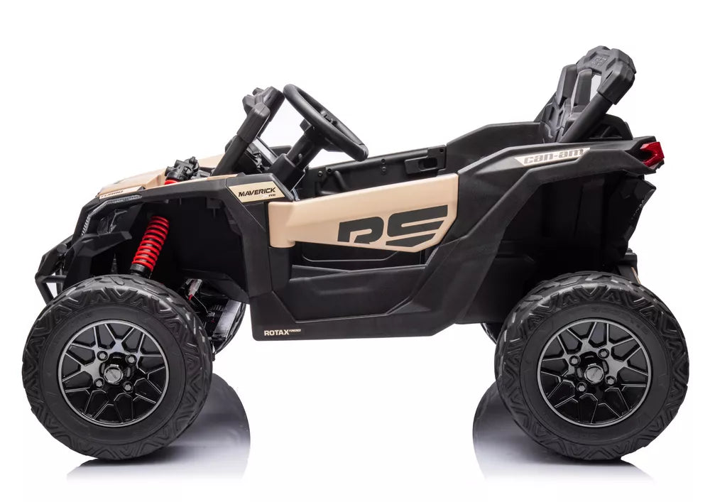 Vaikiškas elektromobilis Can-Am Maverick RS, 12V, 2x45W, su nuotolinio valdymo pulteliu, chaki