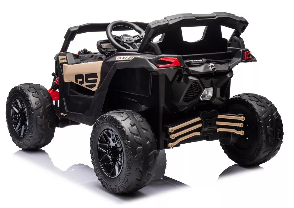 Vaikiškas elektromobilis Can-Am Maverick RS, 12V, 2x45W, su nuotolinio valdymo pulteliu, chaki