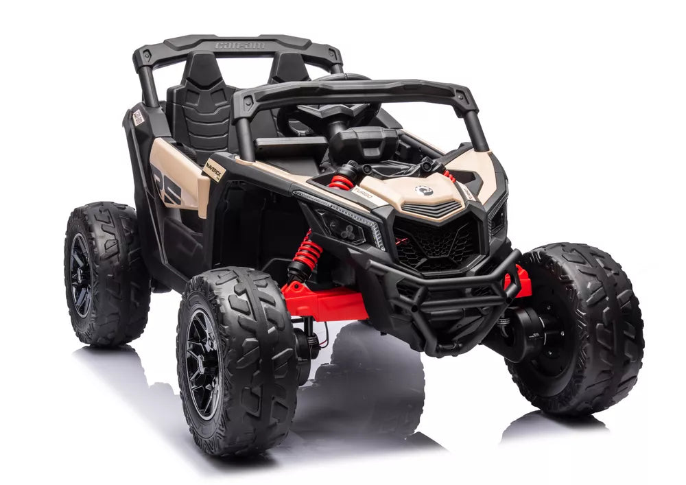 Vaikiškas elektromobilis Can-Am Maverick RS, 12V, 2x45W, su nuotolinio valdymo pulteliu, chaki