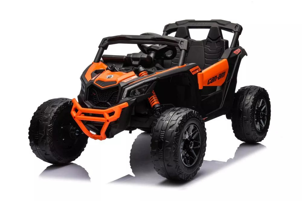 Vaikiškas elektromobilis Can-Am Maverick X3, 24 V, 4x200W, su pulteliu, oranžinis