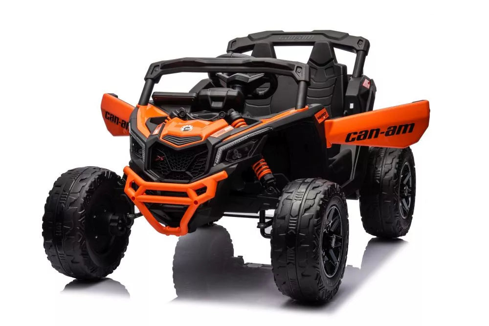 Vaikiškas elektromobilis Can-Am Maverick X3, 24 V, 4x200W, su pulteliu, oranžinis
