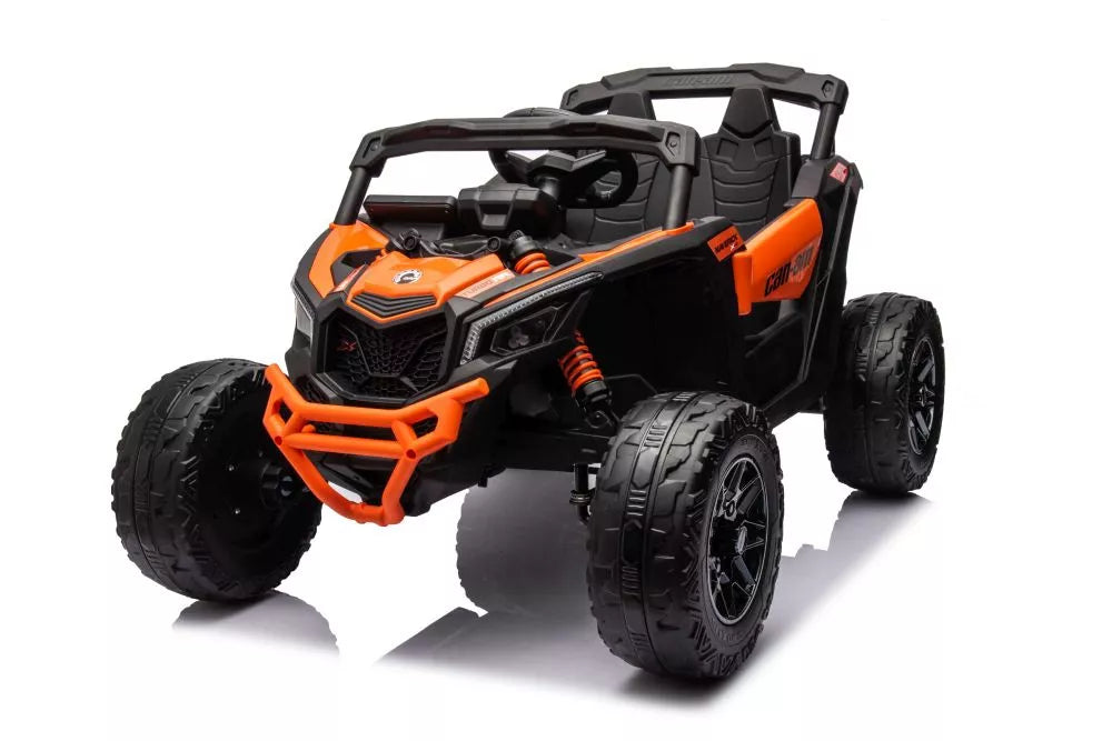 Vaikiškas elektromobilis Can-Am Maverick X3, 24 V, 4x200W, su pulteliu, oranžinis