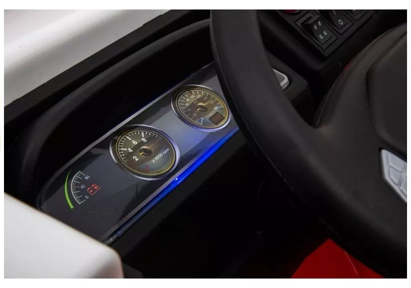Vaikiškas elektromobilis Fire Truck, 12 V, su ekologiškos odos sėdyne, raudonas