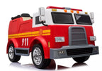 Vaikiškas elektromobilis Fire Truck, 12 V, su ekologiškos odos sėdyne, raudonas