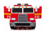 Vaikiškas elektromobilis Fire Truck, 12 V, su ekologiškos odos sėdyne, raudonas