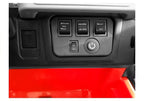 Vaikiškas elektromobilis Jeep, 12 V, 2 pavaros, su EVA ratais, eko odos sėdyne ir pulteliu, raudonas