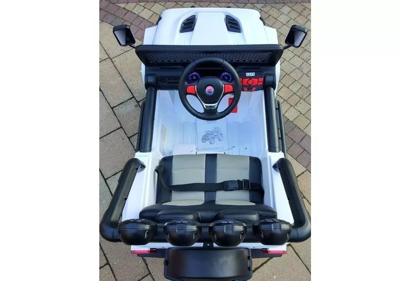 Vaikiškas elektromobilis Jeep, 12 V, 4x45 W, baltas