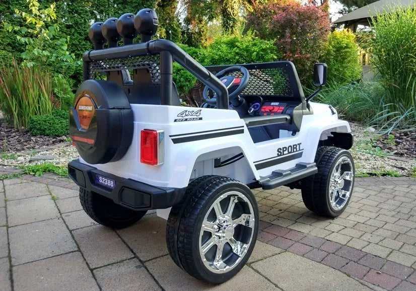 Vaikiškas elektromobilis Jeep, 12 V, 4x45 W, baltas