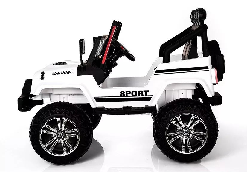 Vaikiškas elektromobilis Jeep, 12 V, 4x45 W, baltas