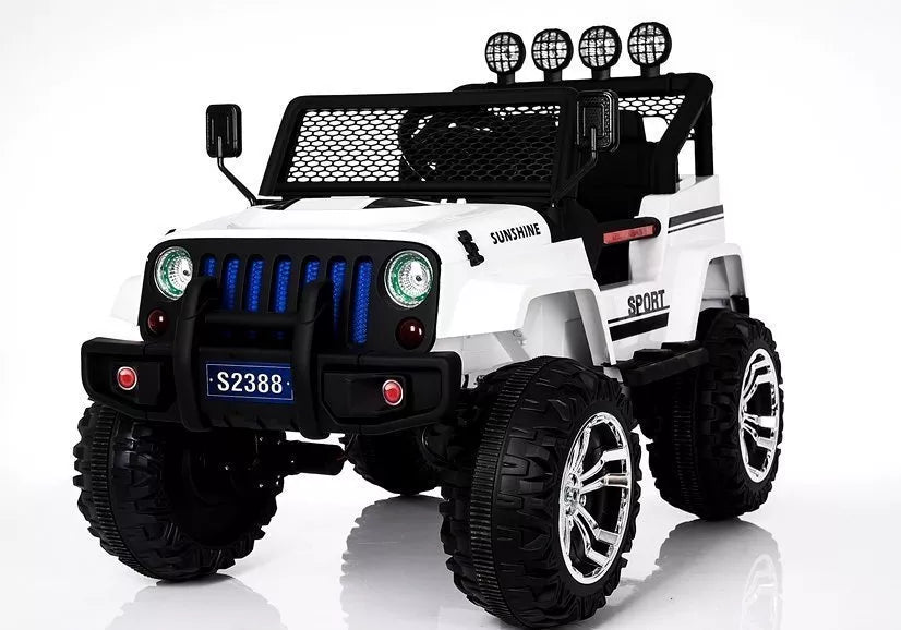 Vaikiškas elektromobilis Jeep, 12 V, 4x45 W, baltas