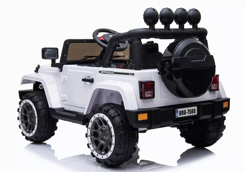 Vaikiškas elektromobilis Jeep, 12 V, 4x45 W, baltas