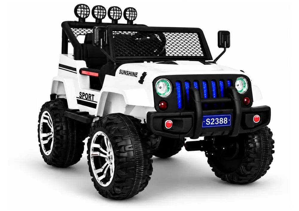 Vaikiškas elektromobilis Jeep, 12 V, 4x45 W, baltas
