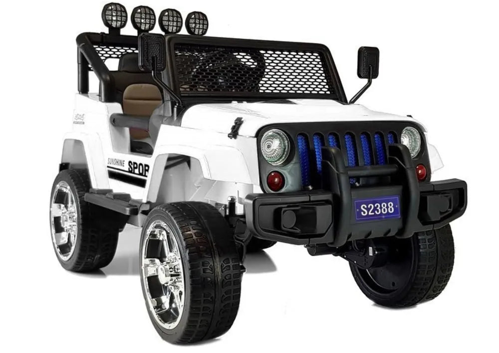 Vaikiškas elektromobilis Jeep, 12 V, 4x45 W, baltas