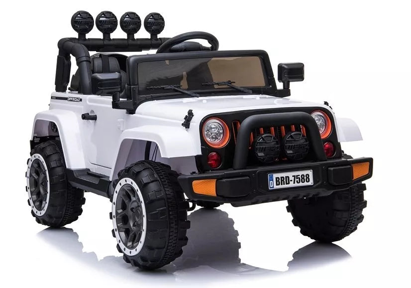 Vaikiškas elektromobilis Jeep, 12 V, 4x45 W, baltas
