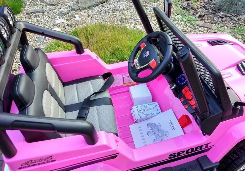 Vaikiškas elektromobilis Jeep, 12 V, 4x45W, rožinis