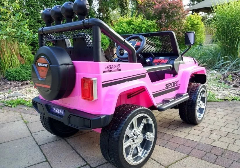 Vaikiškas elektromobilis Jeep, 12 V, 4x45W, rožinis