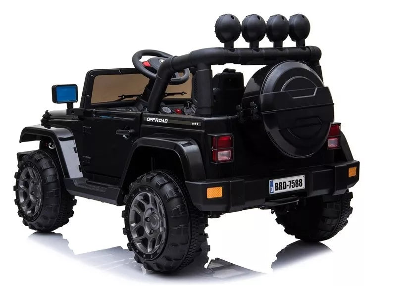 Vaikiškas elektromobilis Jeep, 12 V, 4x45W, su nuotolinio valdymo pultu, juodas