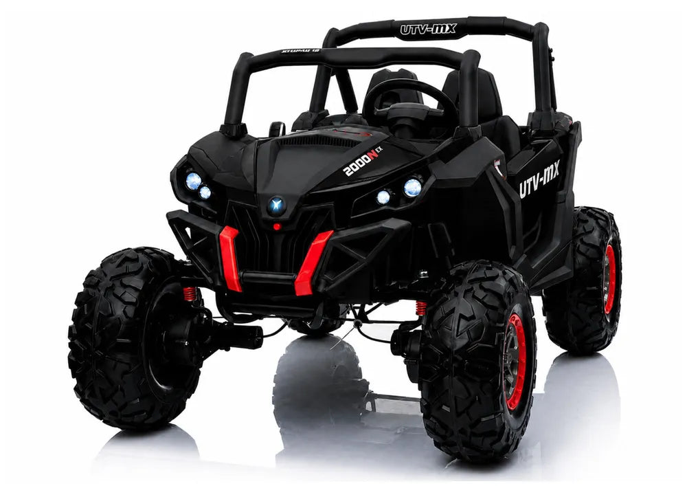 Vaikiškas elektromobilis Jeep, 12 V, 4x45W, su odine sėdyne, juodas