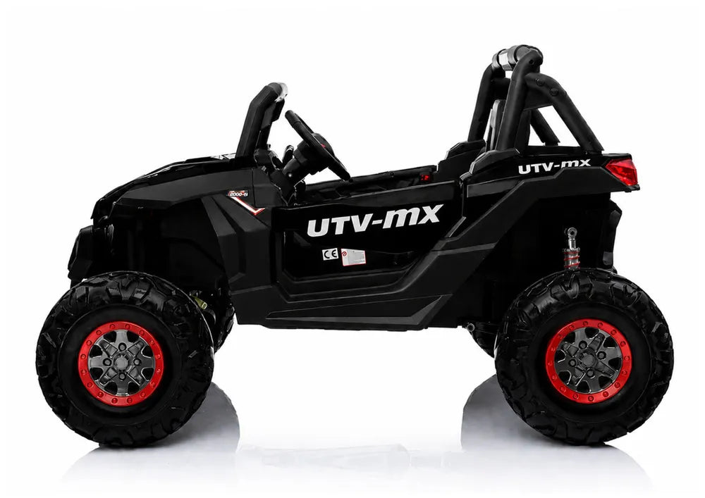 Vaikiškas elektromobilis Jeep, 12 V, 4x45W, su odine sėdyne, juodas