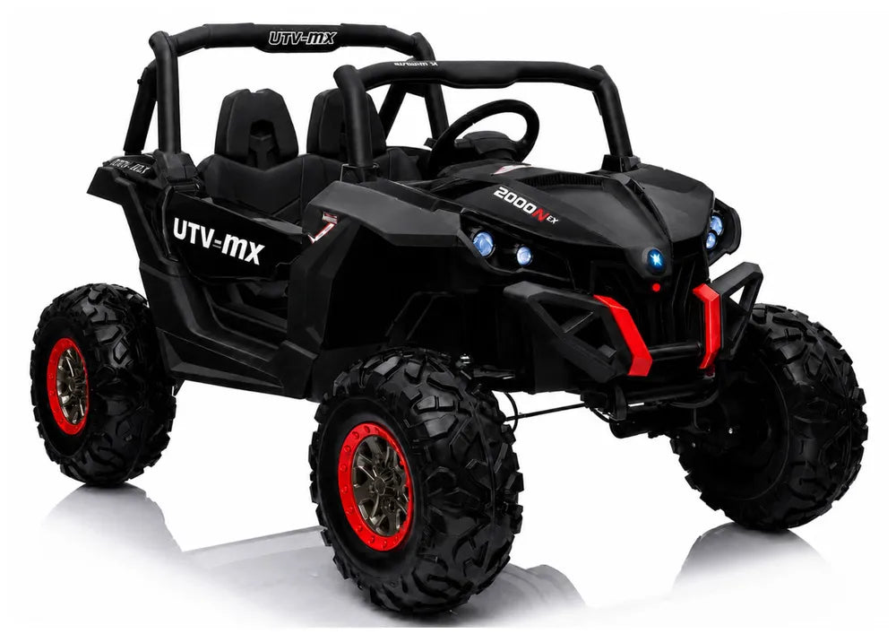 Vaikiškas elektromobilis Jeep, 12 V, 4x45W, su odine sėdyne, juodas