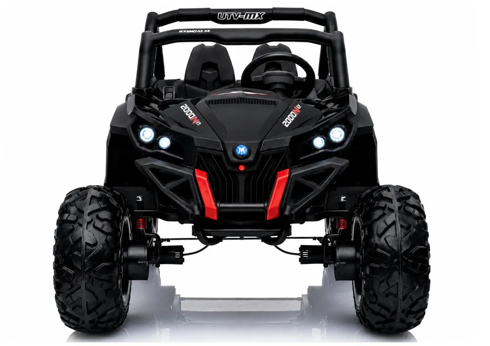 Vaikiškas elektromobilis Jeep, 12 V, 4x45W, su odine sėdyne, juodas